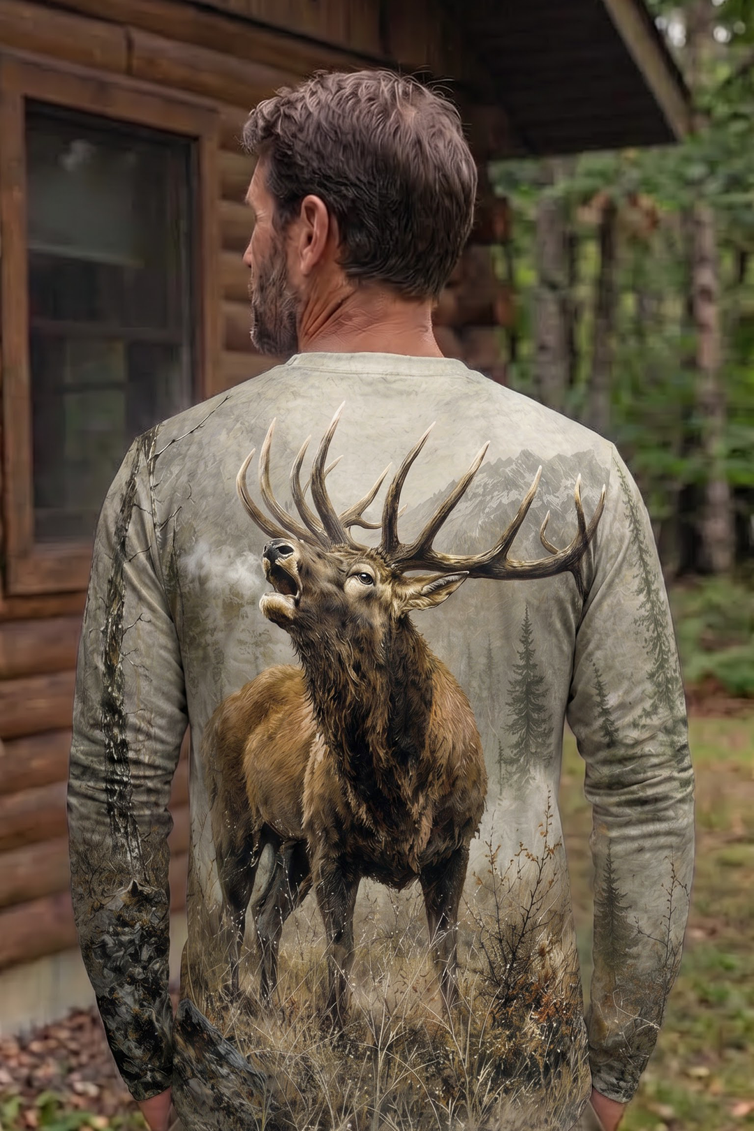 Performance Hunting Long Sleeve - Majestic Elk Mountain Bugle - TBT314 image 2