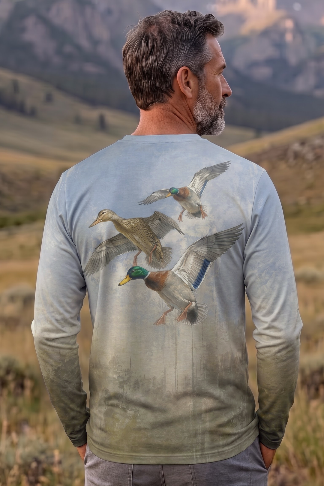 Performance Hunting Long Sleeve - Azure Sky Mallard Trio - TBT325 image 2