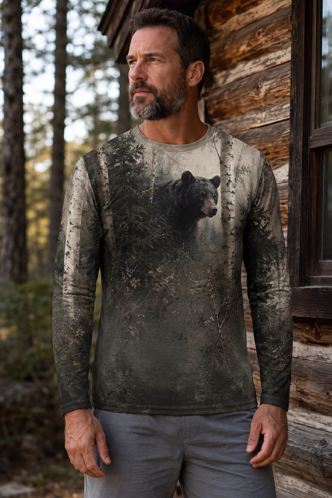 Performance Hunting Long Sleeve - Birch Forest Black Bear Prowl - TBT333 image 2