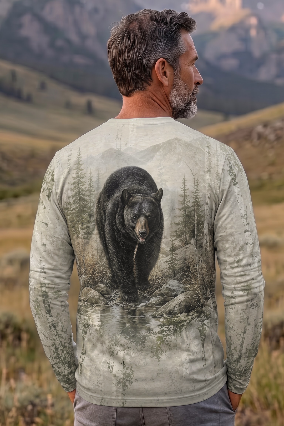 Performance Hunting Long Sleeve - Mountain Stream Black Bear Crossing - TBT335 image 2