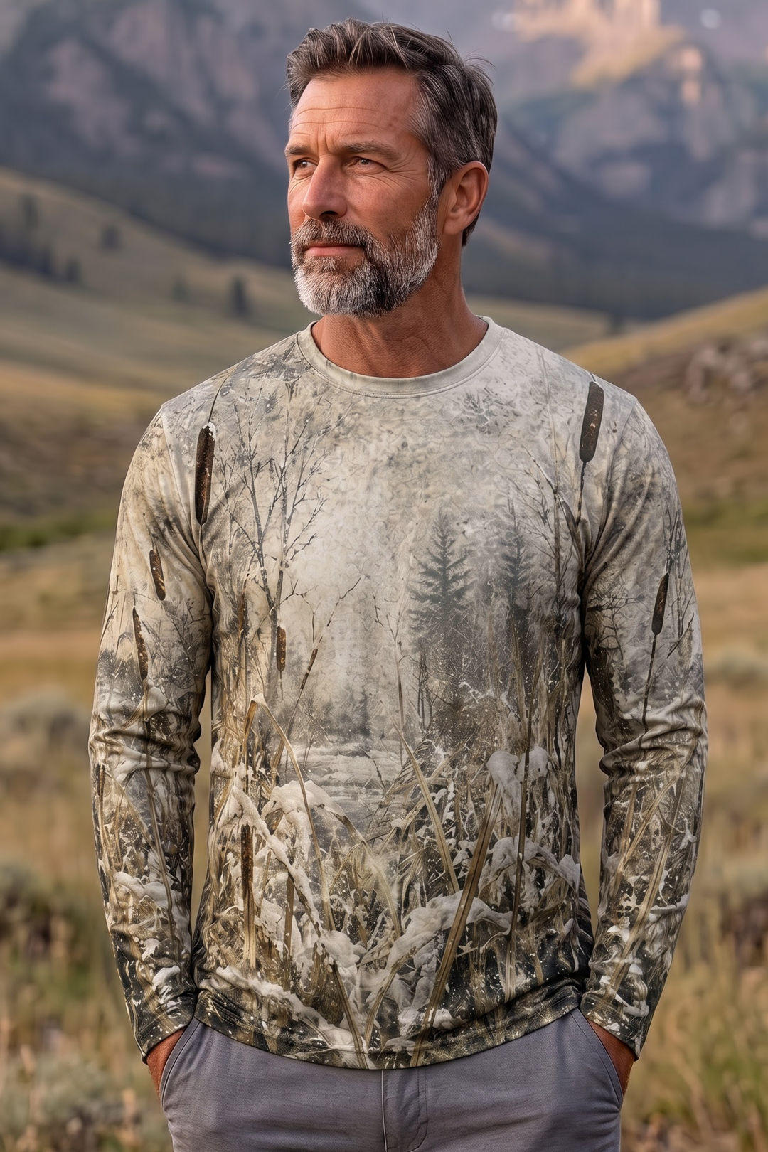 Performance Hunting Long Sleeve - Snowy Marsh Pheasant Flight - TBT337 image 3