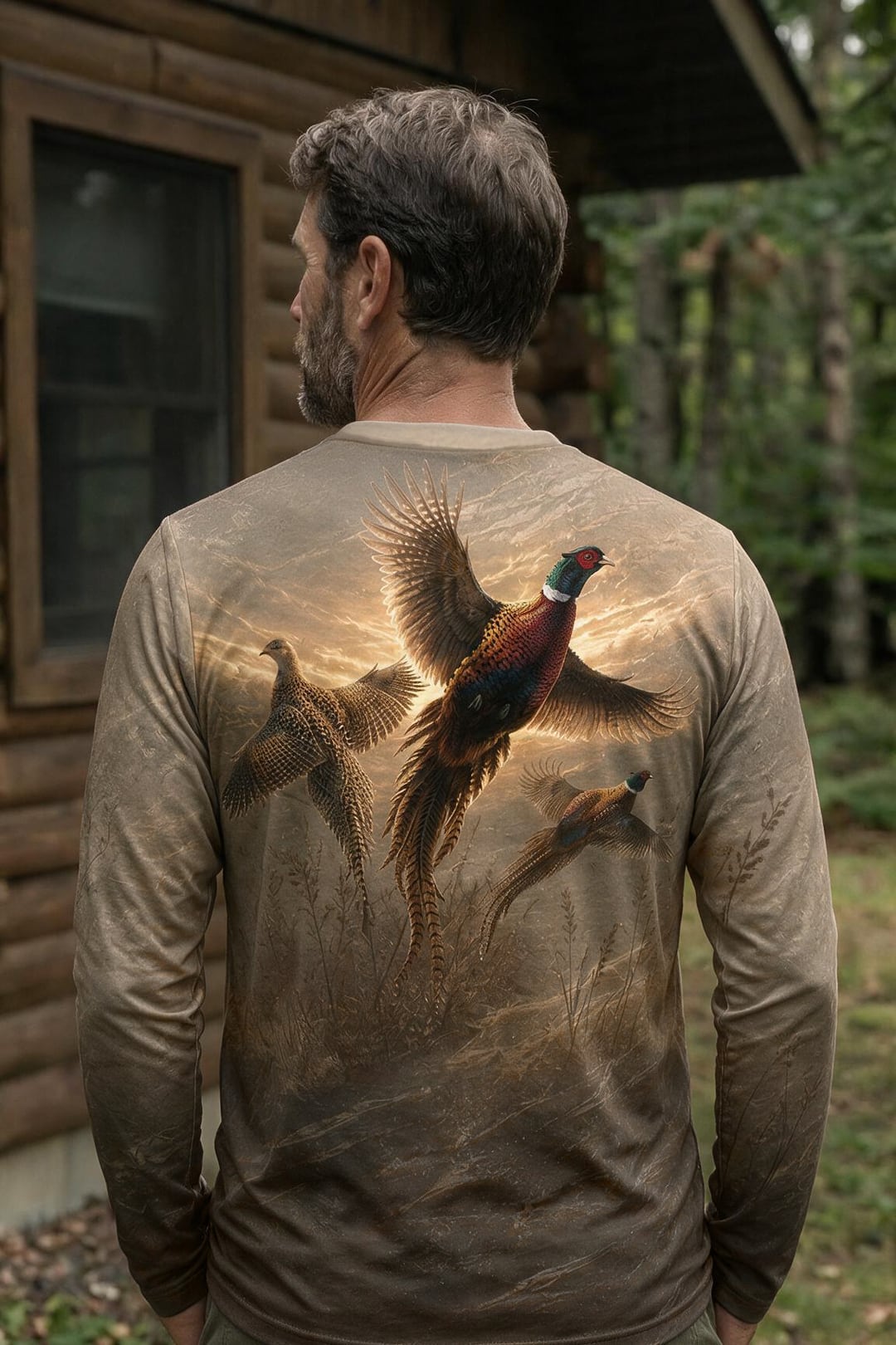 Performance Hunting Long Sleeve - Golden Pheasant Flush - TBT341 image 2