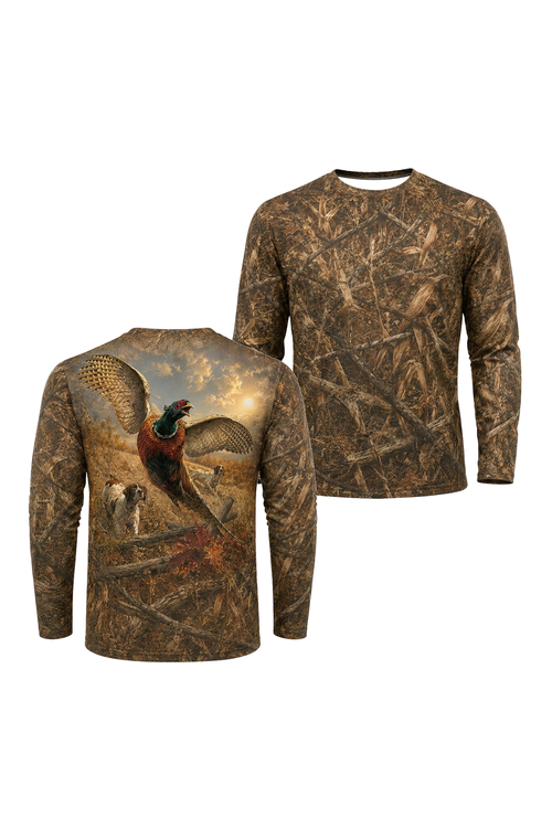 Performance Hunting Long Sleeve - Golden Pheasant Field Flush - TBT342 image 1