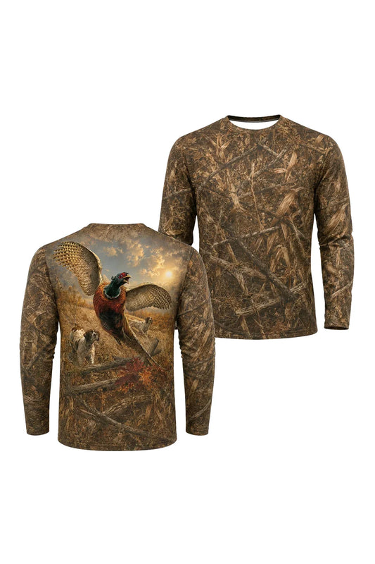 Performance Hunting Long Sleeve - Golden Pheasant Field Flush - TBT342 image 1