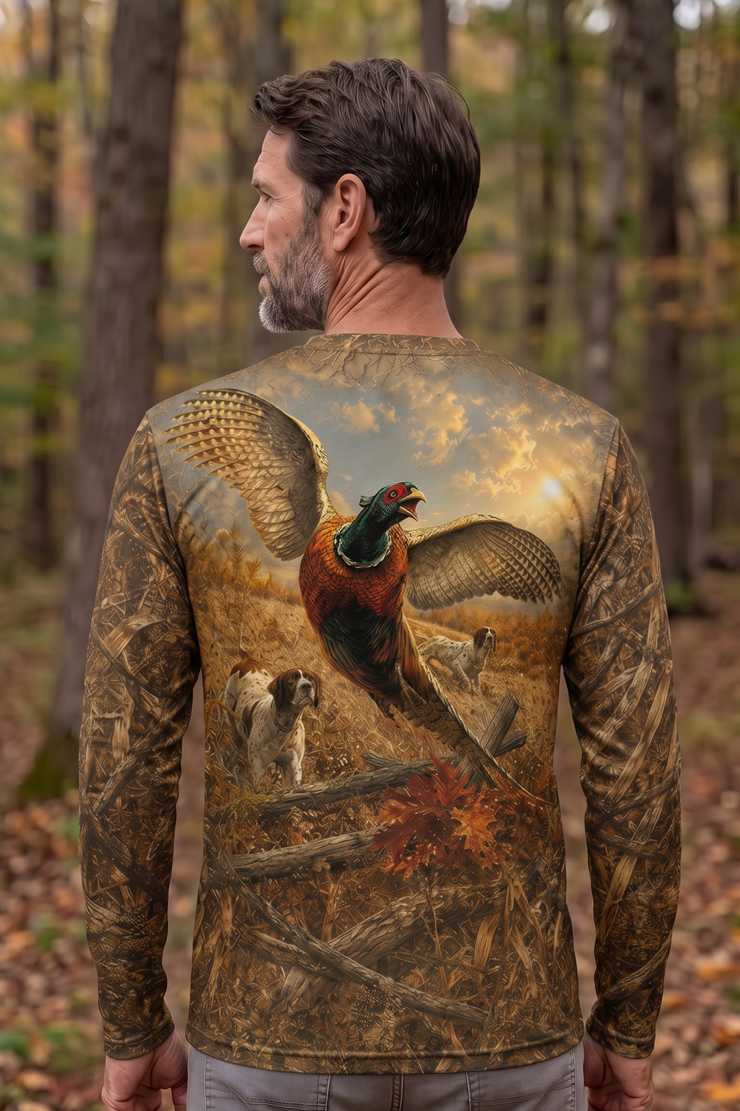 Performance Hunting Long Sleeve - Golden Pheasant Field Flush - TBT342 image 2