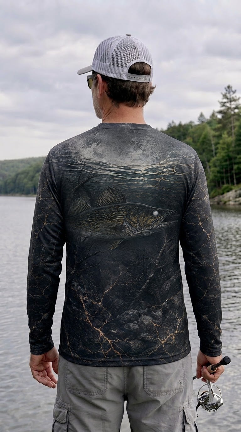 Performance Fishing Long Sleeve - Deep Water Walleye Shadow - TBT343 image 3