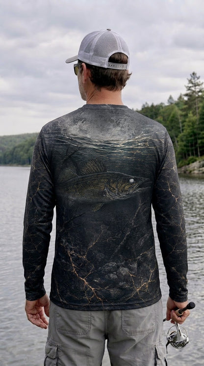 Performance Fishing Long Sleeve - Deep Water Walleye Shadow - TBT343 image 3