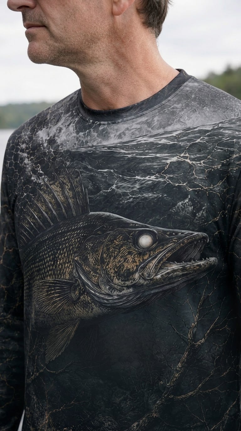 Performance Fishing Long Sleeve - Deep Water Walleye Shadow - TBT343 image 4