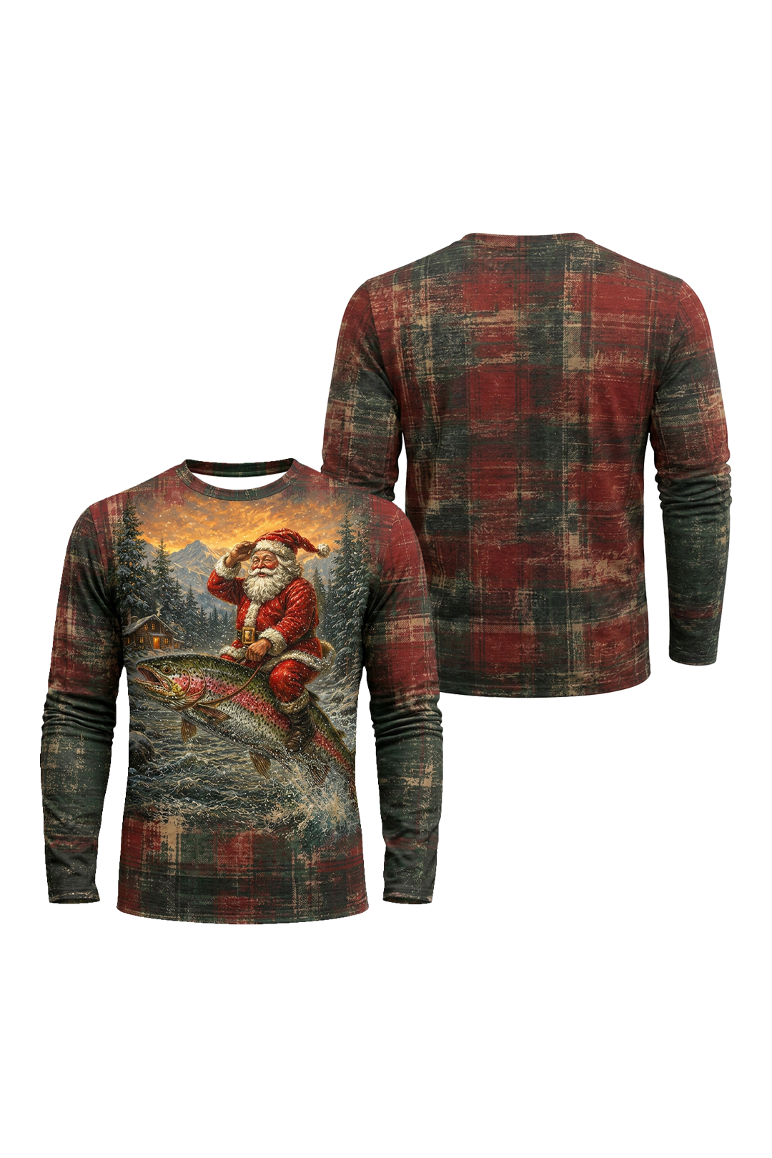 Performance Fishing Long Sleeve - Christmas Trout Yuletide - TBT346 image 1
