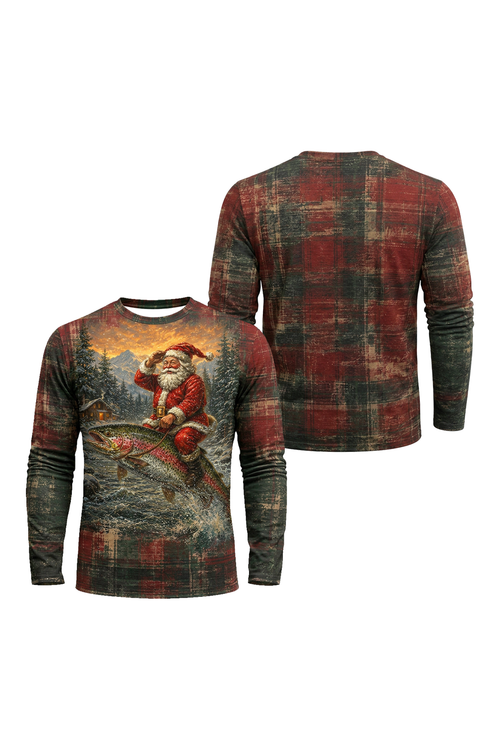 Performance Fishing Long Sleeve - Christmas Trout Yuletide - TBT346 image 1