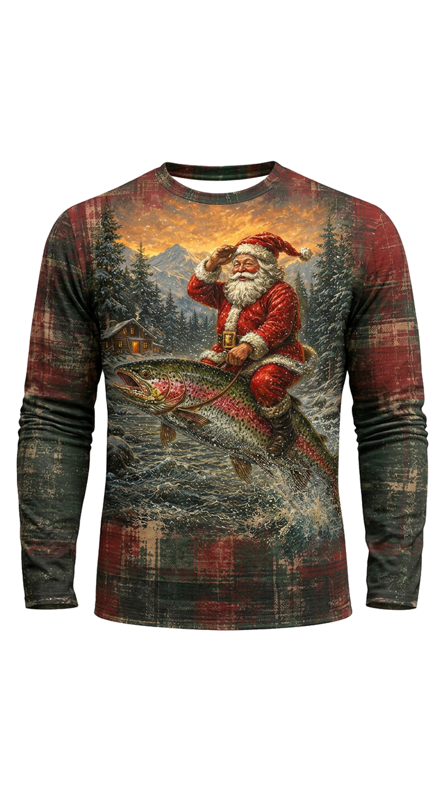 Performance Fishing Long Sleeve - Christmas Trout Yuletide - TBT346 image 5