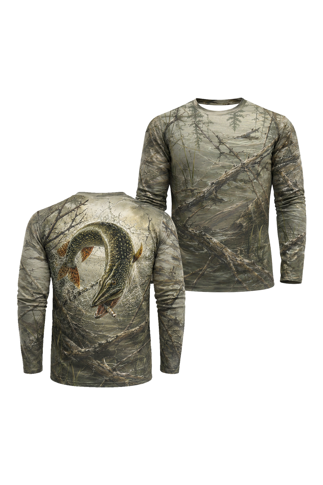 Performance Fishing Long Sleeve - Timber Marsh Pike Splash - TBT348 image 1