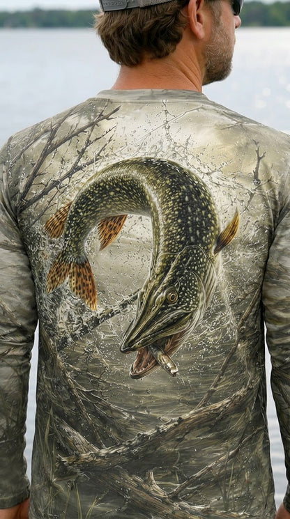 Performance Fishing Long Sleeve - Timber Marsh Pike Splash - TBT348 image 4