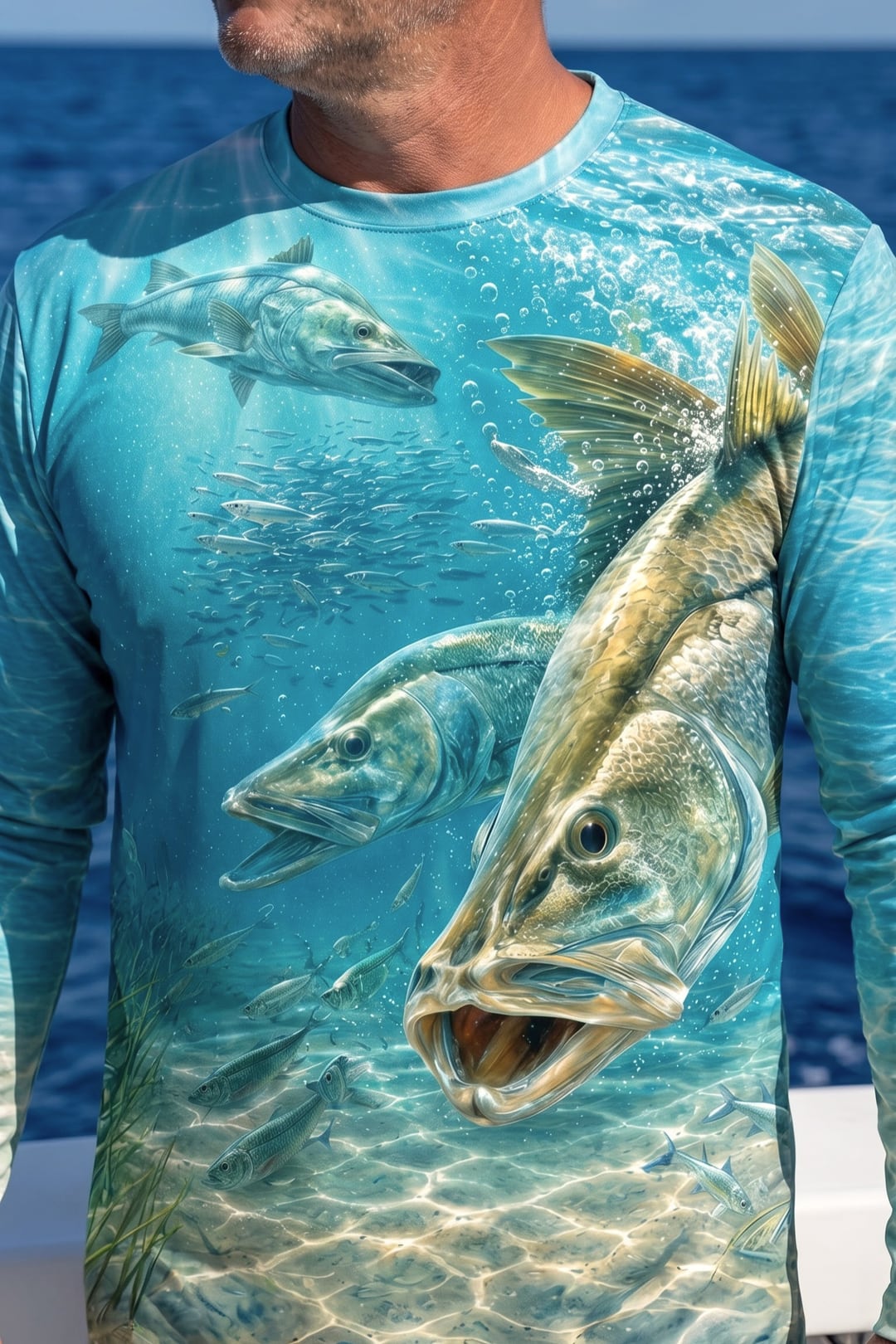 Performance Fishing Long Sleeve - Sunlit Crystal Snook Strike - TBT350 image 4