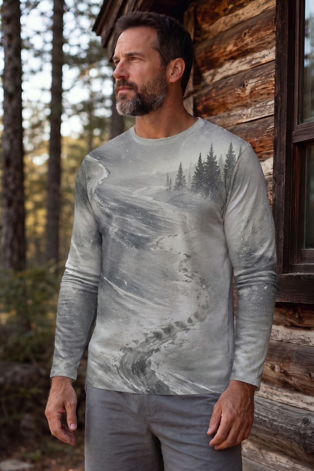 Performance Hunting Long Sleeve - Snow Ridge Cougar Track - TBT378 image 3