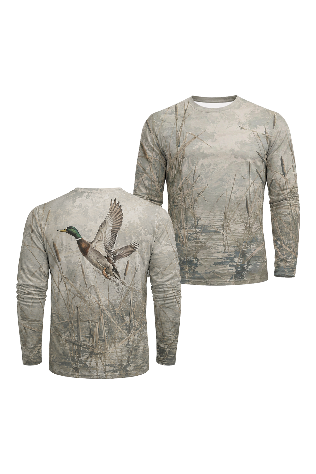 Performance Hunting Long Sleeve - Cattail Marsh Mallard Takeoff - TBT380 image 1