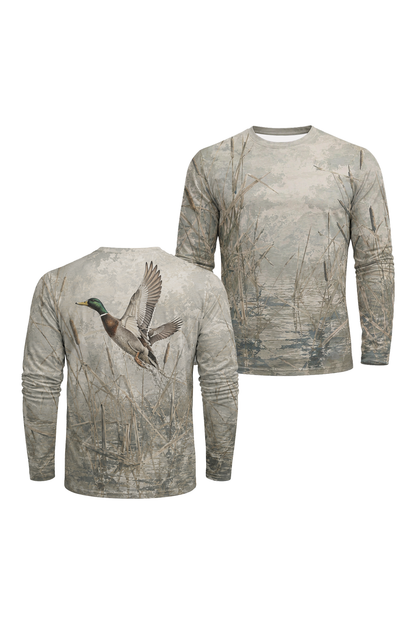 Performance Hunting Long Sleeve - Cattail Marsh Mallard Takeoff - TBT380 image 1