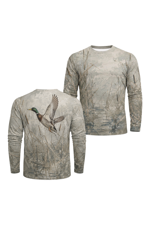Performance Hunting Long Sleeve - Cattail Marsh Mallard Takeoff - TBT380 image 1