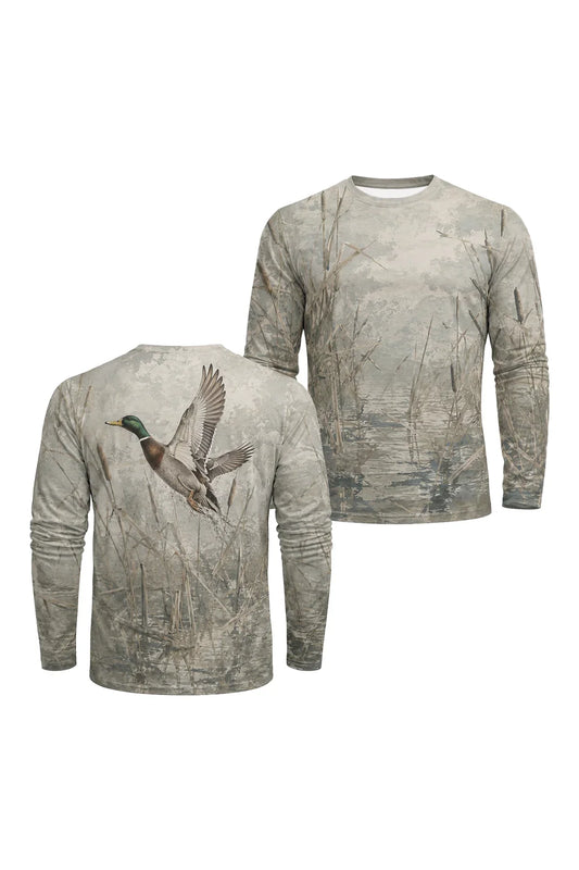 Performance Hunting Long Sleeve - Cattail Marsh Mallard Takeoff - TBT380 image 1