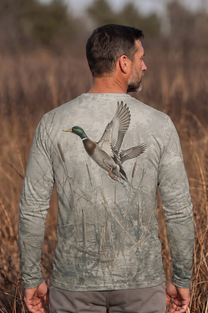 Performance Hunting Long Sleeve - Cattail Marsh Mallard Takeoff - TBT380 image 2