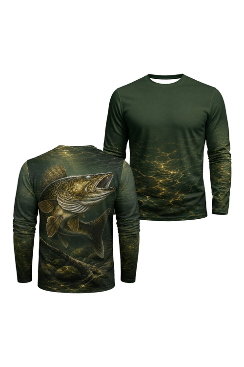 Performance Fishing Long Sleeve - Golden Timber Walleye Ambush - TBT387 image 1