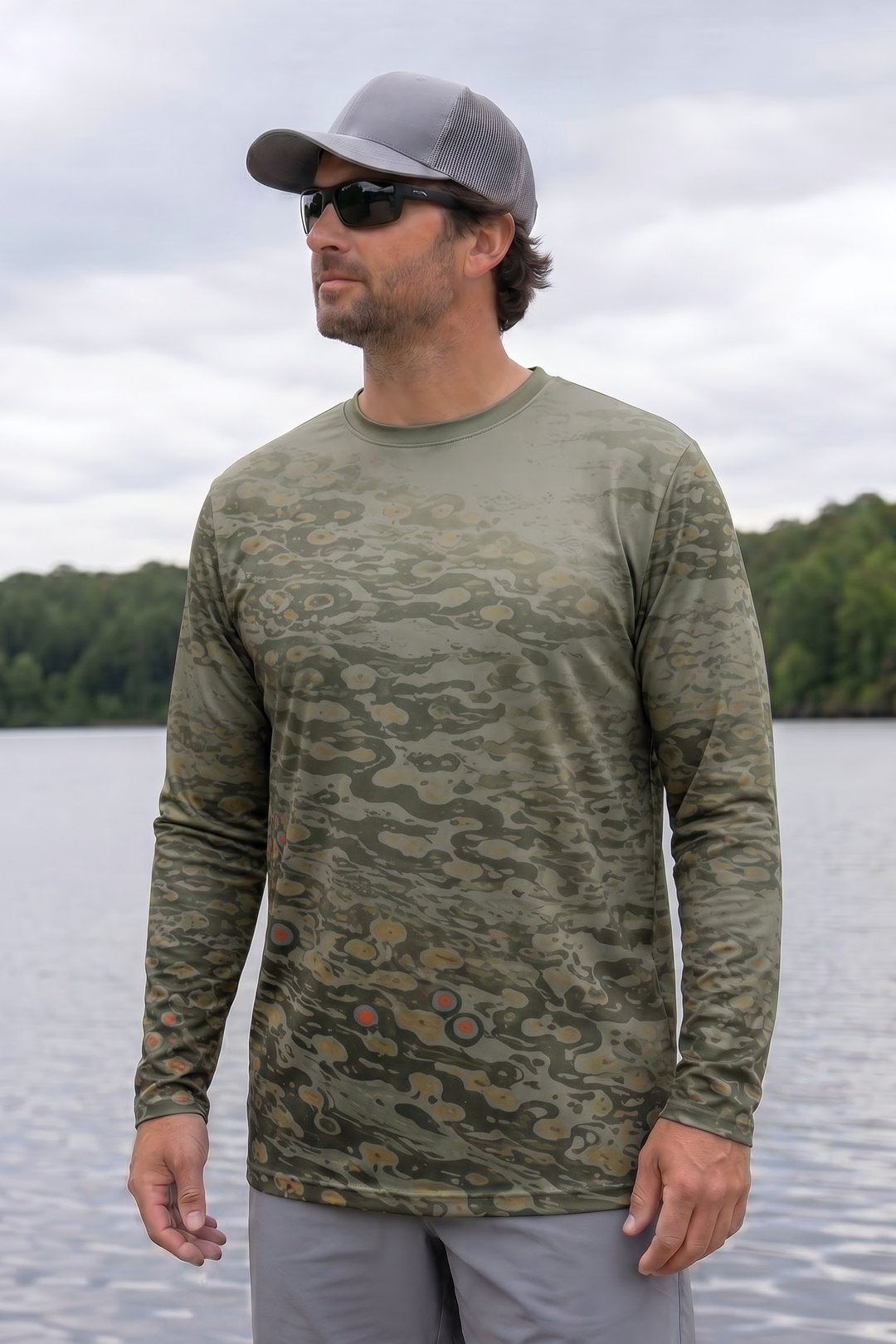 Performance Fishing Long Sleeve - Speckled Stream Brook Trout Leap - TBT390 image 3