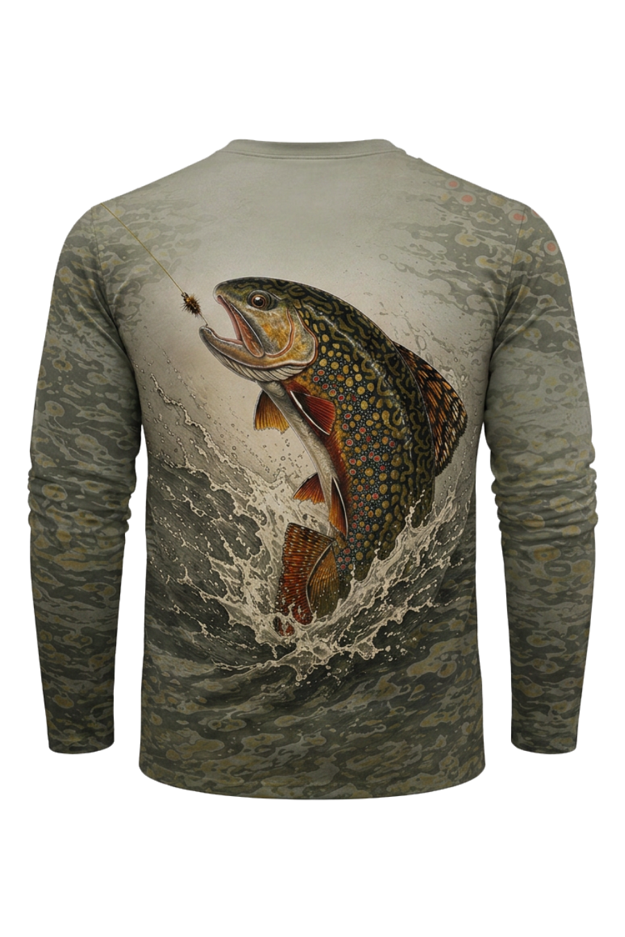 Performance Fishing Long Sleeve - Speckled Stream Brook Trout Leap - TBT390 image 5