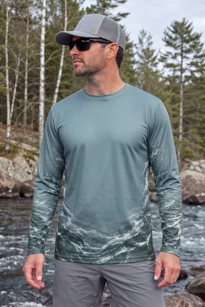 Performance Fishing Long Sleeve - Glacial Current King Chinook Leap - TBT392 image 3