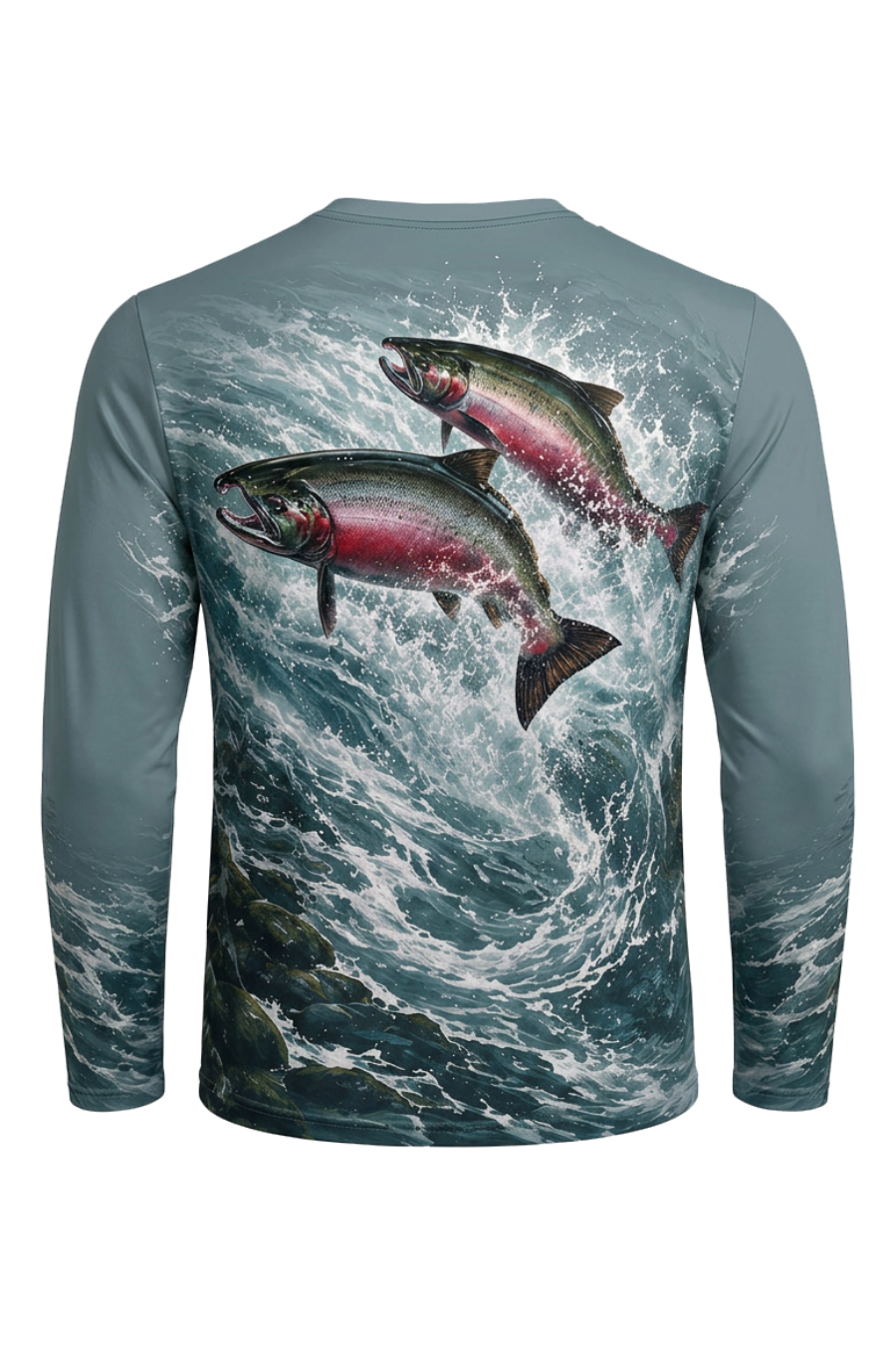 Performance Fishing Long Sleeve - Glacial Current King Chinook Leap - TBT392 image 5