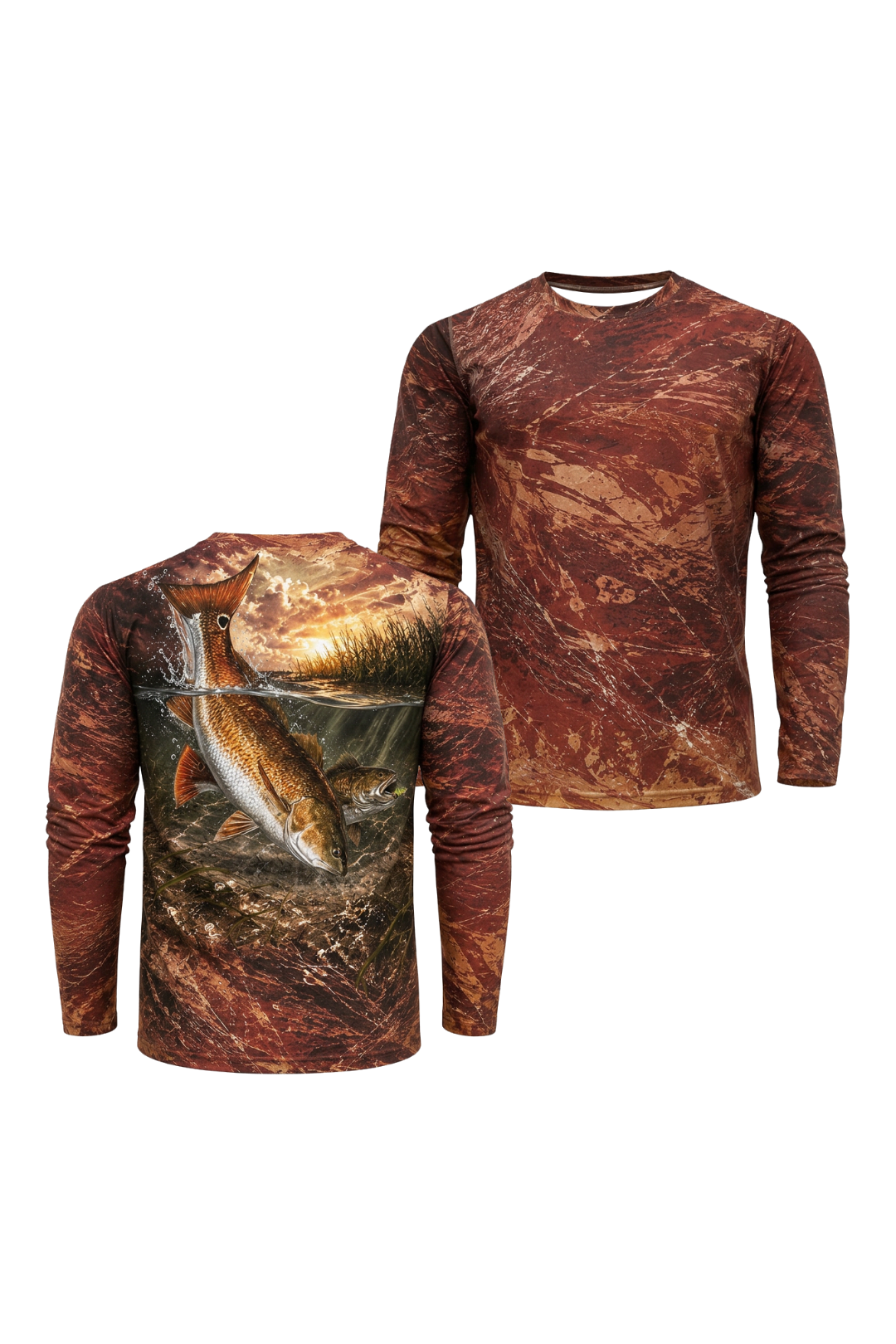Performance Fishing Long Sleeve - Sunset Marsh Redfish Breach - ULS492K image 1