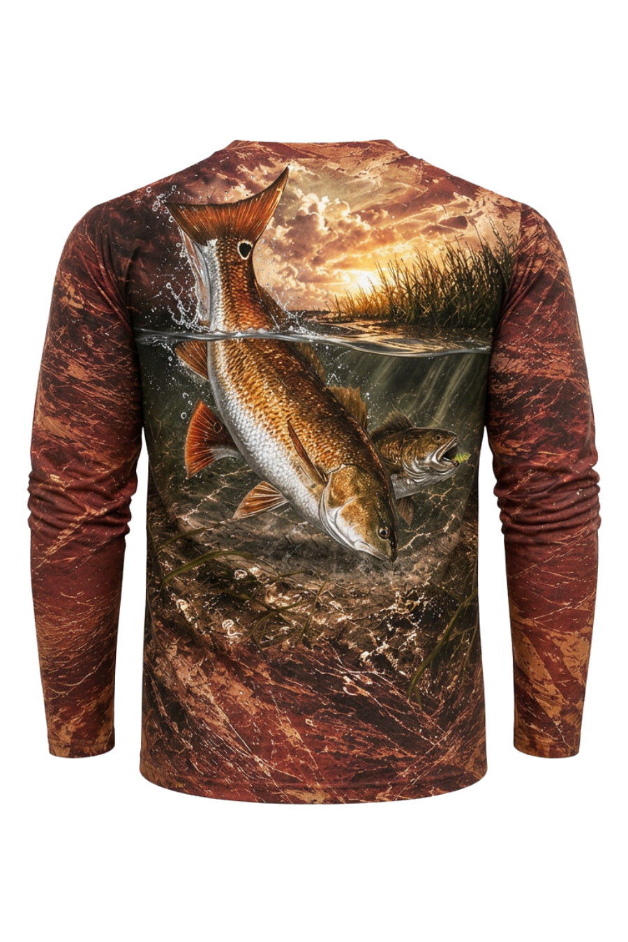 Performance Fishing Long Sleeve - Sunset Marsh Redfish Breach - ULS492K image 5