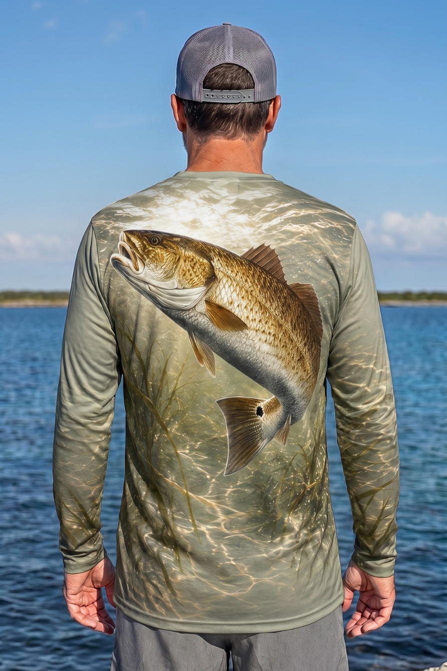 Performance Fishing Long Sleeve - Shallow Grass Redfish Strike - ULS494K image 2