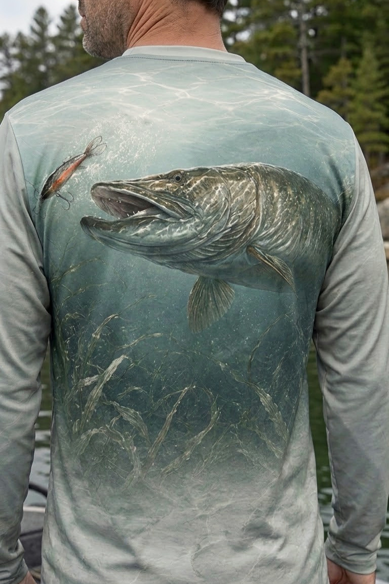 Performance Fishing Long Sleeve - Clear Water Musky Lure Strike - ULS497K image 4