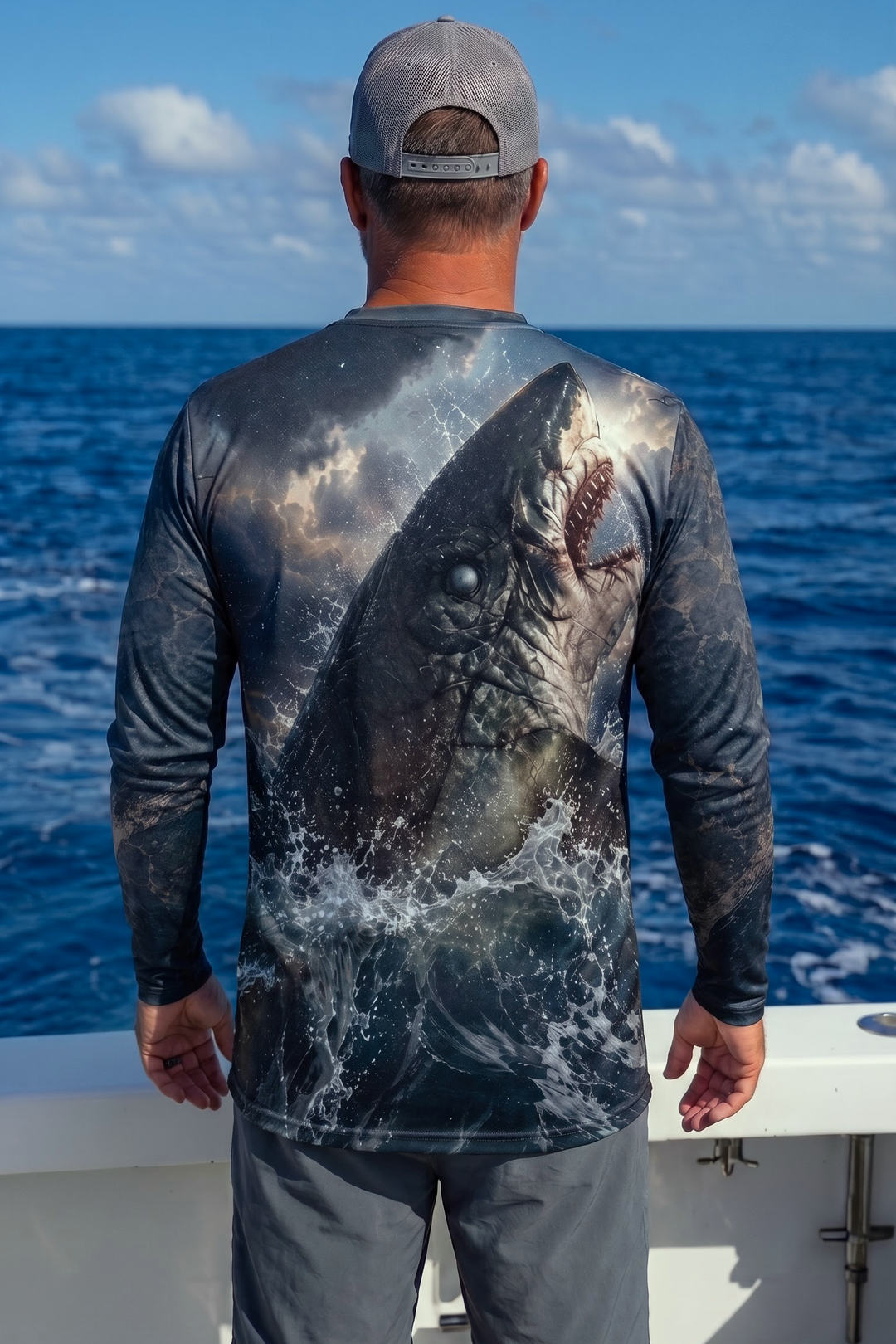 Performance Fishing Long Sleeve - Dark Storm Shark Breach - ULS503K image 2