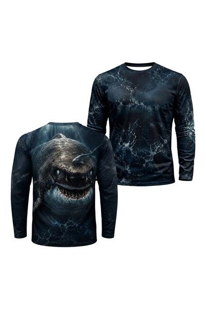 Performance Fishing Long Sleeve - Abyssal Megalodon Rise - ULS504K image 1