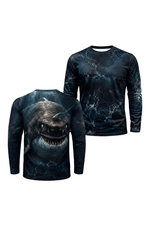 Performance Fishing Long Sleeve - Abyssal Megalodon Rise - ULS504K image 1
