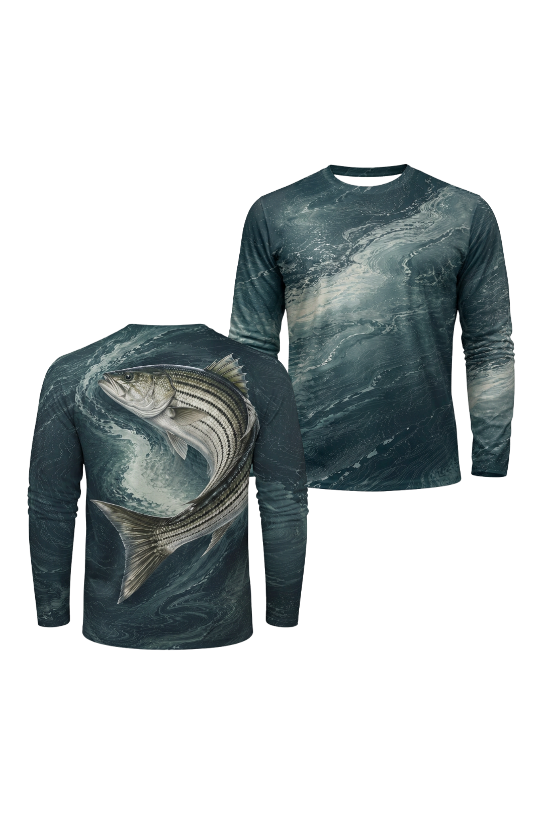 Performance Fishing Long Sleeve - Deep Swirl Striped Bass Breach - ULS505K image 1