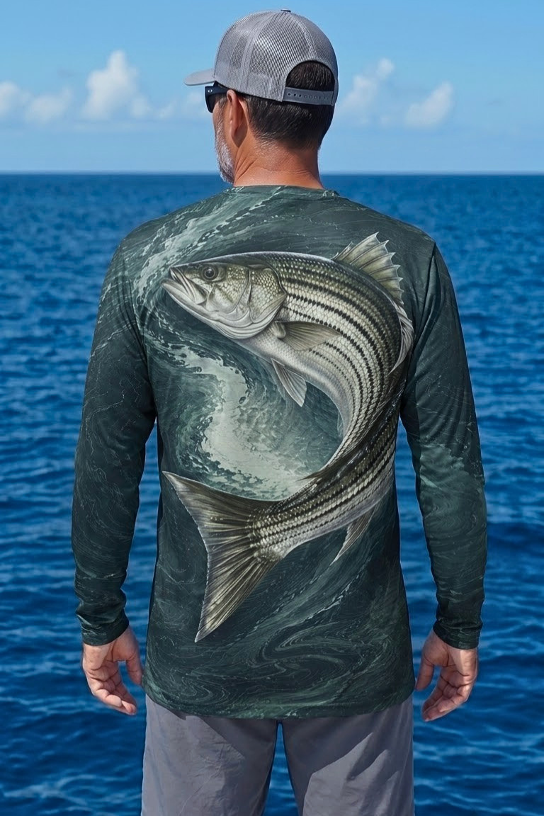 Performance Fishing Long Sleeve - Deep Swirl Striped Bass Breach - ULS505K image 2