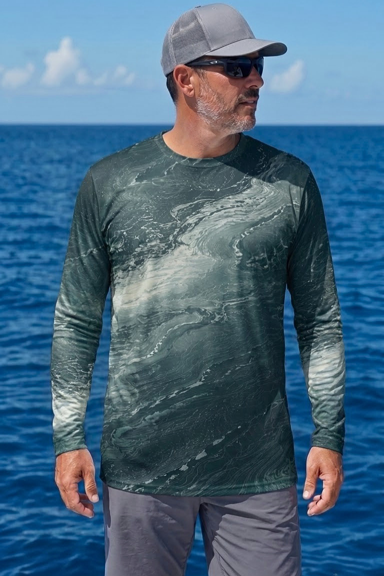 Performance Fishing Long Sleeve - Deep Swirl Striped Bass Breach - ULS505K image 3