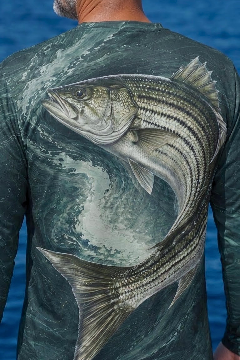 Performance Fishing Long Sleeve - Deep Swirl Striped Bass Breach - ULS505K image 4