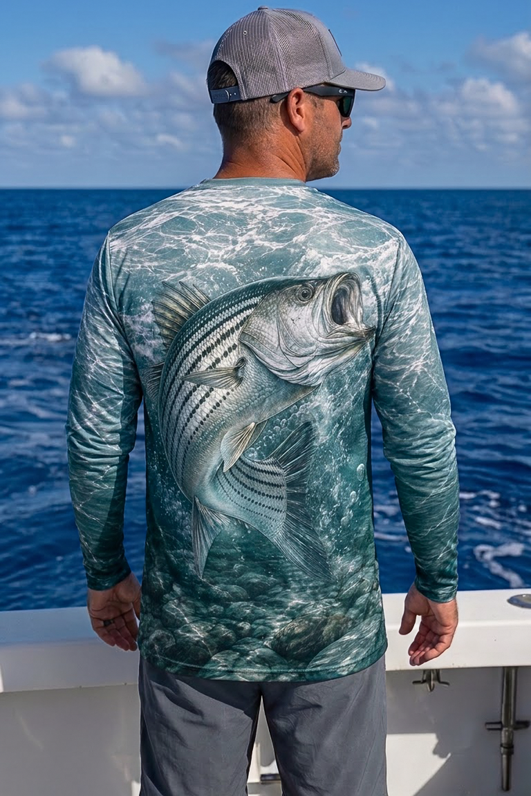 Performance Fishing Long Sleeve - Rocky Water Striped Bass Strike - ULS507K image 2