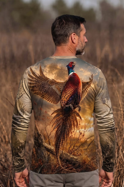 Performance Hunting Long Sleeve - Autumn Prairie Pheasant Flight - ULS509K image 2