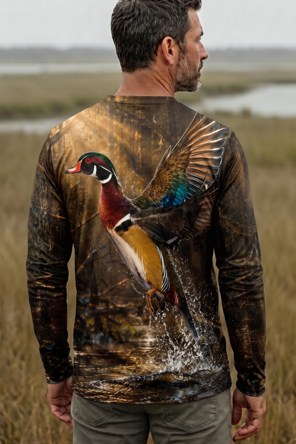 Performance Hunting Long Sleeve - Golden Timber Wood Duck Takeoff - ULS525K image 2