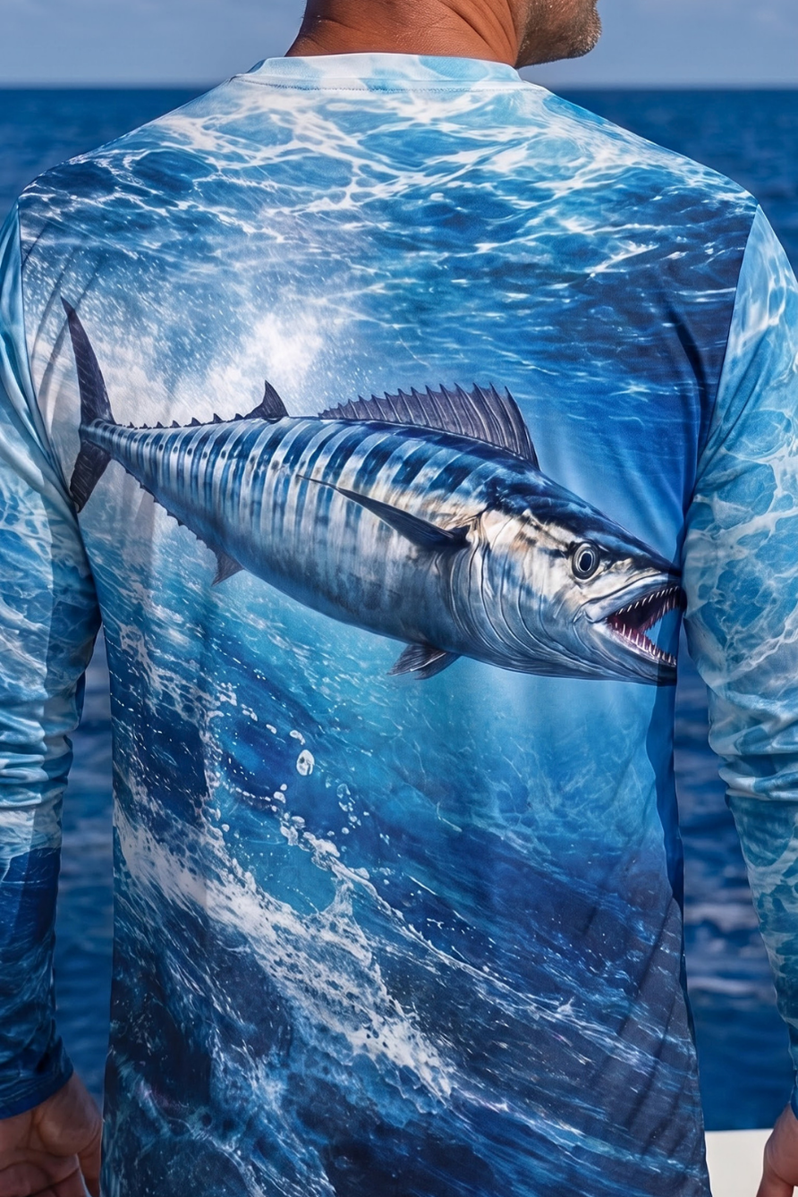 Performance Fishing Long Sleeve - Oceanic Blue Wahoo Charge - ULS540K image 4