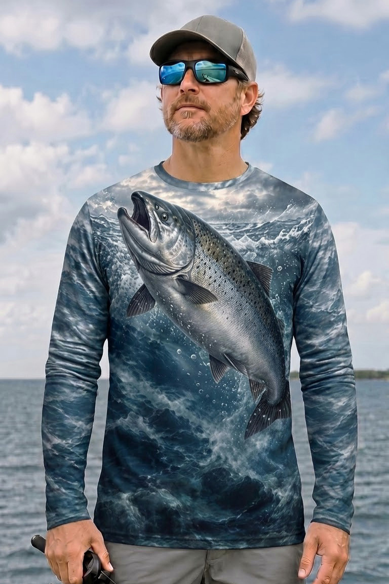Performance Fishing Long Sleeve - Stormy Waters Salmon Surge - ULS542K image 2