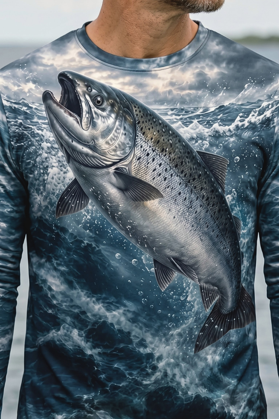Performance Fishing Long Sleeve - Stormy Waters Salmon Surge - ULS542K image 4