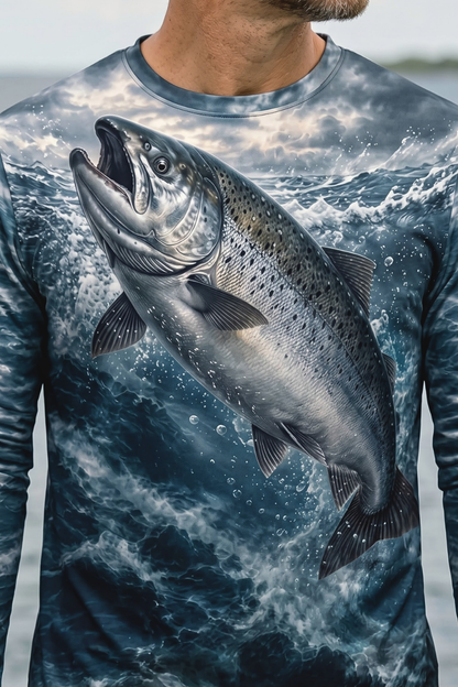 Performance Fishing Long Sleeve - Stormy Waters Salmon Surge - ULS542K image 4