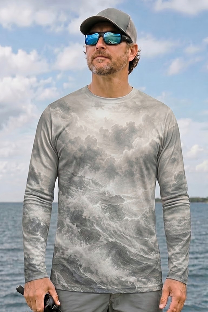 Performance Fishing Long Sleeve - Silver Cloud Salmon Leap - ULS546K image 3