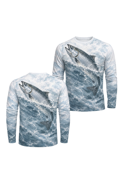 Performance Fishing Long Sleeve - Glacier Splash Salmon Breach - ULS547K image 1