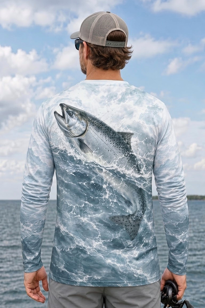 Performance Fishing Long Sleeve - Glacier Splash Salmon Breach - ULS547K image 3